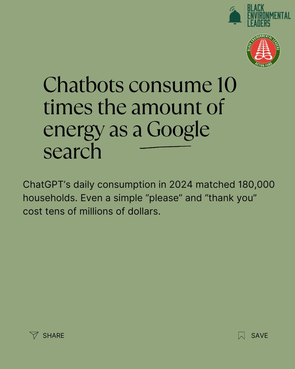 BlkEnviroLeader's tweet image. More and more people are relying on AI to simplify their everyday lives at the cost of the environment. Beginning last month, energy costs increased by at least 20% nationwide as a result of AI and the rates look to keep rising as demand grows. loom.ly/C_uJzRU
