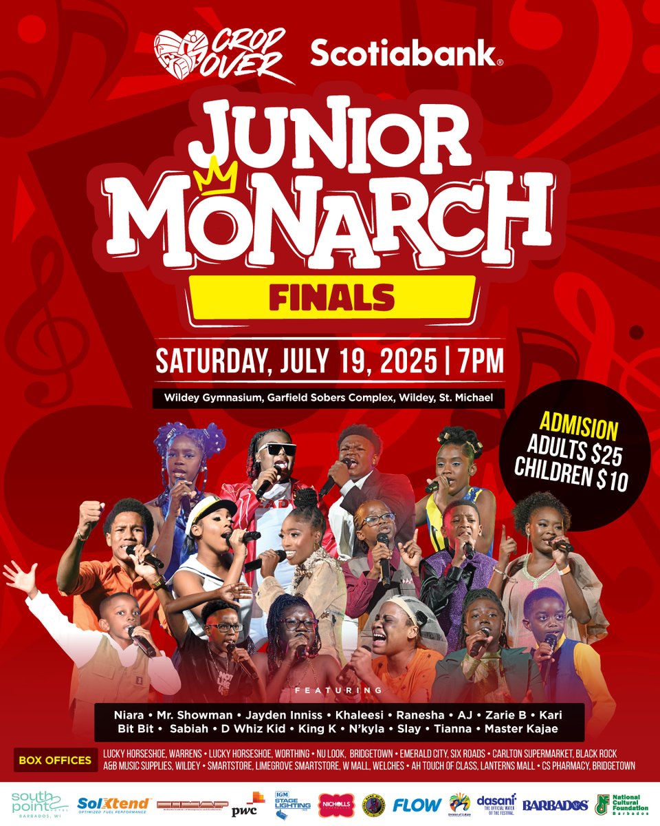 CropOverHUB's tweet image. 🇧🇧 This weekend belongs to the juniors as we gear up for both the Junior Kadooment and Junior Monarch Finals events on Saturday, July 19th.
📅 Tap into the events using our online Crop Over Calendar platform via bit.ly/CropOverHUBCal… for more information.
#CropOver2025