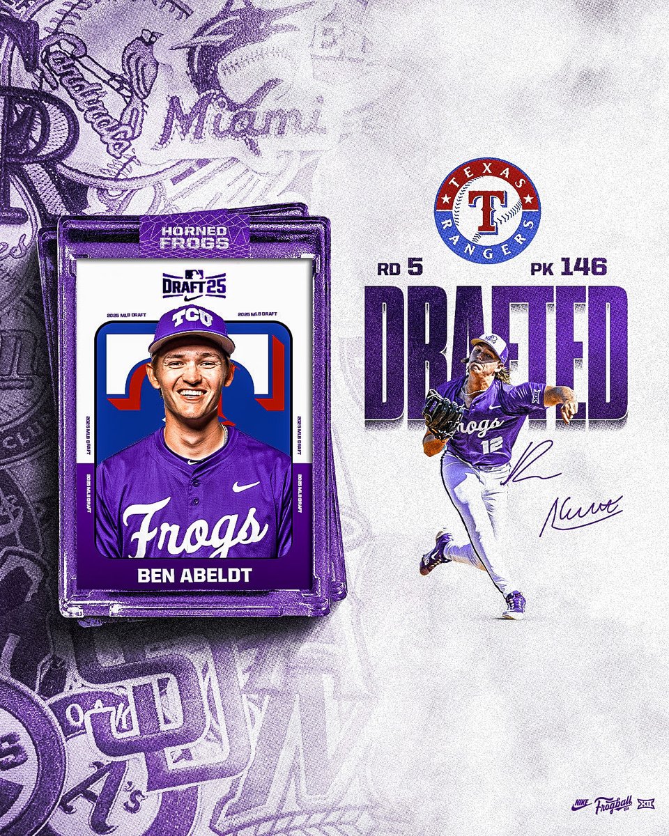 TCU_Baseball's tweet image. Staying home!
Ben Abeldt is the @Rangers 5th round selection!