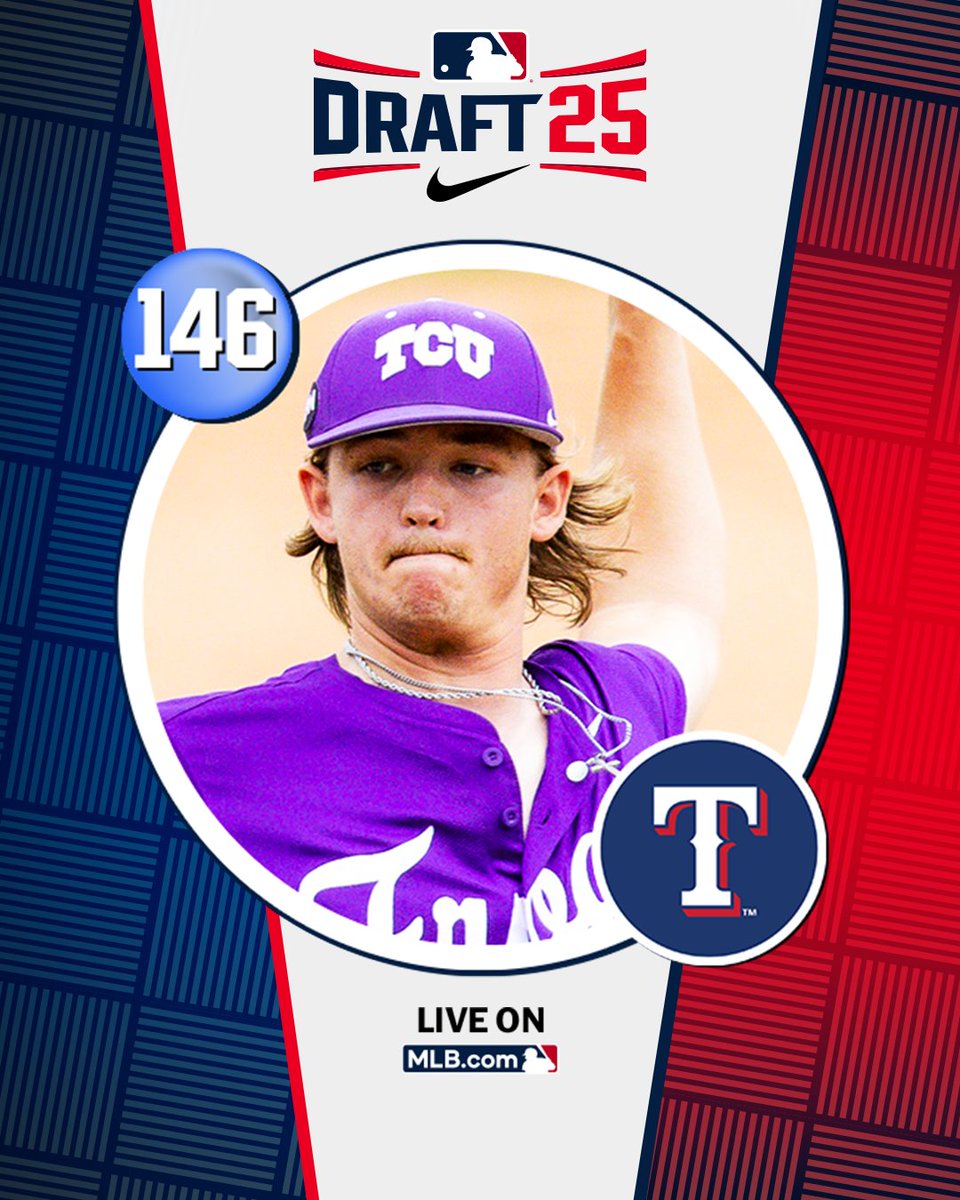 MLB Draft (@mlbdraft) on Twitter photo With their 5th‑round pick (No. 146 overall), the <a href="/Rangers/">Texas Rangers</a> select <a href="/TCU_Baseball/">TCU Baseball</a> left-handed pitcher Ben Abeldt, No. 205 on the Top 250 Draft Prospects list.
Watch LIVE: atmlb.com/4646N4t With their 5th‑round pick (No. 146 overall), the <a href="/Rangers/">Texas Rangers</a> select <a href="/TCU_Baseball/">TCU Baseball</a> left-handed pitcher Ben Abeldt, No. 205 on the Top 250 Draft Prospects list.
Watch LIVE: atmlb.com/4646N4t