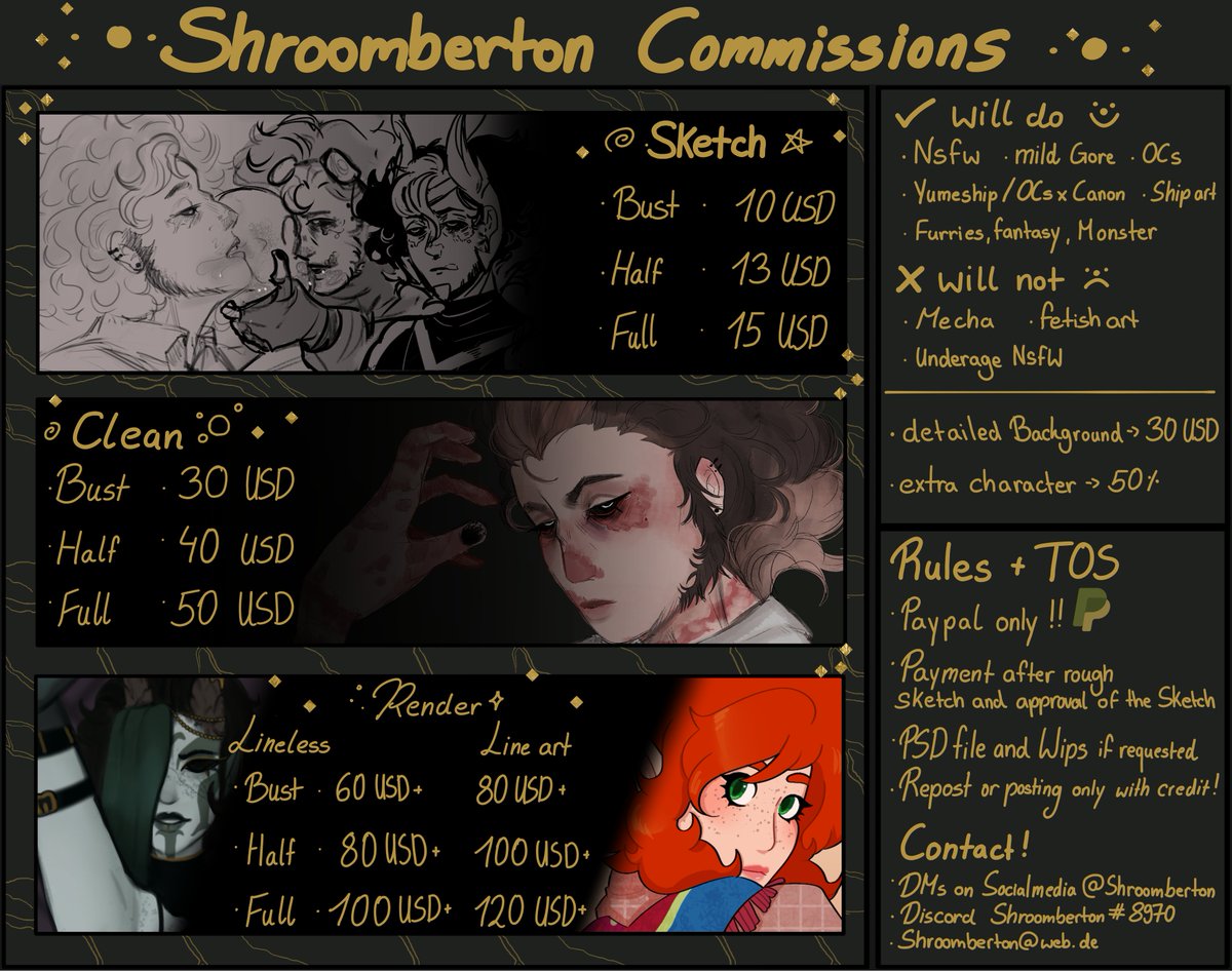 Shroomberton's tweet image. 🌿New Commission Sheet - 2025🌿
💚!!Paypal Commissions!!💚
ko-fi.com/shroomberton
Examples listed below in the comments #CommissionSheet #Commission