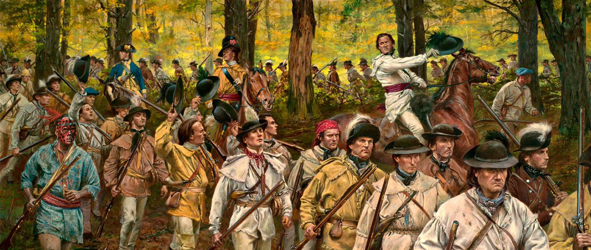 250YearsAgoLive's tweet photo. Militia leader Daniel Morgan has recruited 96 men in just 10 days; now, he assembles them in Winchester, Virginia as “Morgan’s Riflemen,” ready to fight the British. 

They begin a 600-mile march to Boston. https://t.co/A5wvm7YUA5