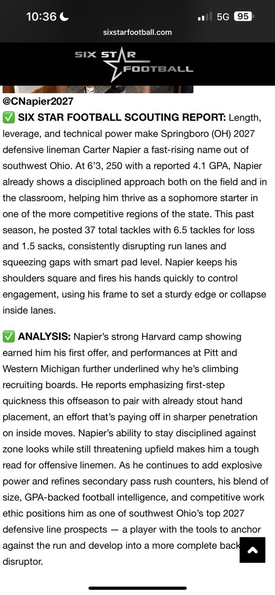 Carter Napier (@cnapier2027) on Twitter photo Greatly appreciate the write-up from <a href="/sixstarfootball/">Six Star Football | PLUS+</a> ! 🔥 <a href="/Coach__Dwyer/">Jake Dwyer</a> <a href="/dillon_cripe/">Dillon Cripe</a> <a href="/Coach_LMiller/">Luke Miller</a> <a href="/bsixer66/">Brad Six</a> Greatly appreciate the write-up from <a href="/sixstarfootball/">Six Star Football | PLUS+</a> ! 🔥 <a href="/Coach__Dwyer/">Jake Dwyer</a> <a href="/dillon_cripe/">Dillon Cripe</a> <a href="/Coach_LMiller/">Luke Miller</a> <a href="/bsixer66/">Brad Six</a>