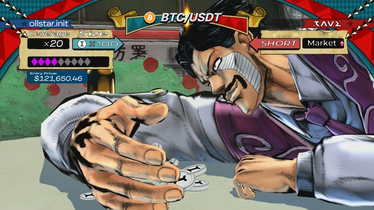 Today, the true gambler within me awakened🃏

I decided to use the funds I received from <a href="/initia/">Initia 🪢</a> Rollup Rumble in the most fun and degen way possible. My first move? 

Opening a BTC short (x20 leverage) on <a href="/RAVE__Trade/">RAVE</a> with 100 $INIT. And guess what — I’m already up +35 $INIT in