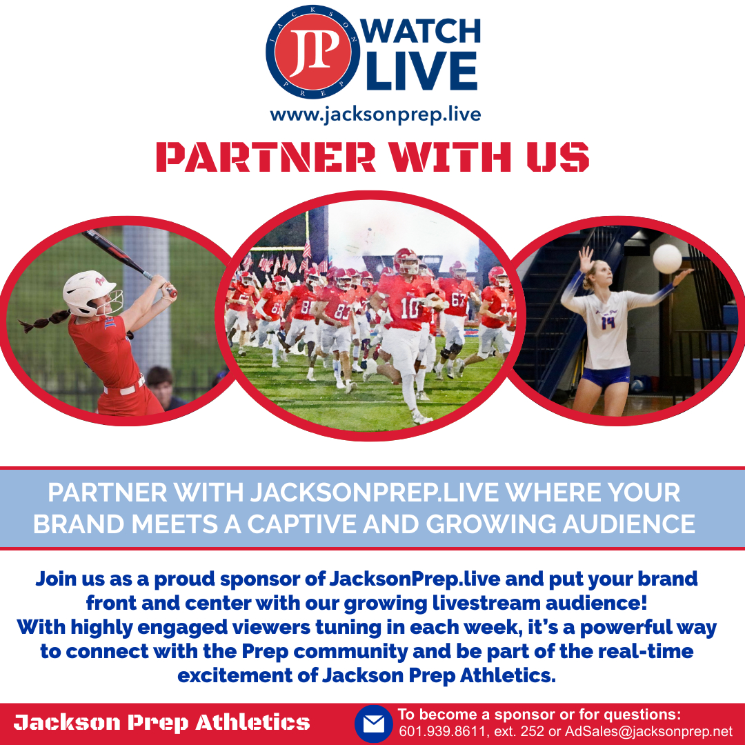 JPsports's tweet image. Connect your business with the passionate Jackson Prep fan base by advertising on JacksonPrep.Live! With high visibility and loyal viewers, it’s the perfect way to showcase your brand and support Prep Athletics. Don’t miss this winning opportunity!