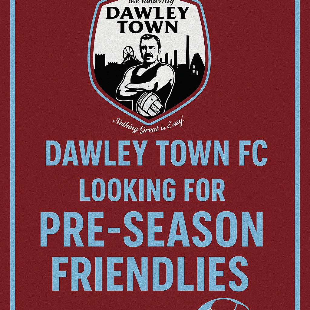 Dawley Town FC (@dawleytownfc) on Twitter photo π¨ Fixture Wanted β This Thurs π¨
Our original oppo canβt make it, so weβre looking for a pre-season friendly!
ποΈ Thursday | β° 7:30 KO
π 3G pitch | π· Cost split
If youβre free & fancy a game, DM us ASAP!
#DawleyTownFC #PreSeason #Grassroots
<a href="/wtshrewisaway/">When The Shrew Is Away</a> <a href="/SalopLLeague/">Salop Leisure League</a> π¨ Fixture Wanted β This Thurs π¨
Our original oppo canβt make it, so weβre looking for a pre-season friendly!
ποΈ Thursday | β° 7:30 KO
π 3G pitch | π· Cost split
If youβre free & fancy a game, DM us ASAP!
#DawleyTownFC #PreSeason #Grassroots
<a href="/wtshrewisaway/">When The Shrew Is Away</a> <a href="/SalopLLeague/">Salop Leisure League</a>