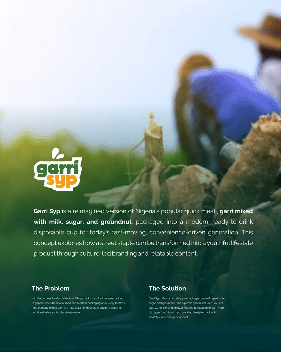 houstynforbes's tweet image. Sneak peek: Just wrapped branding &amp;amp; ad campaign for Garri Syp, a street snack reimagined. 

Full case study drops on Behance soon 👀
#GarriSyp #BrandDesign #AIInCreativity #BehanceDrop