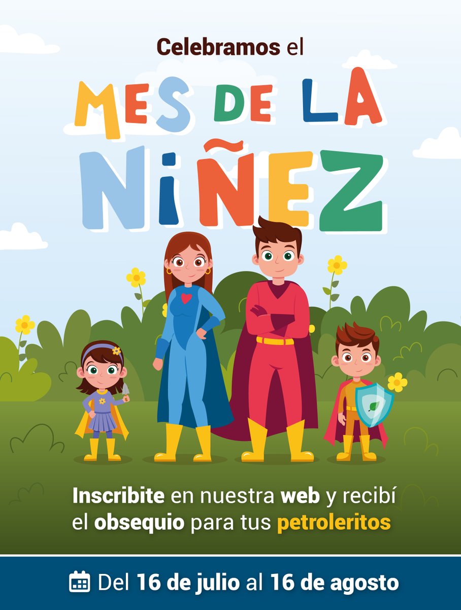 🎉 ¡CELEBRAMOS EL MES DE LAS INFANCIAS! 💙

Este año preparamos un regalo especial para los #petroleritos👧🏻👦🏻

¡Muy pronto te contaremos más! 😋

Si sos afiliado y tenés hijos de 0 a 12 años, tenés que inscribirte hasta el 16/08 para recibirlo 👇

🔗bit.ly/4nMTZpx
