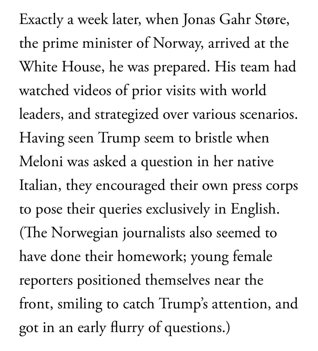 AshleyRParker's tweet image. As world leaders war-game and strategize over their meetings w Trump, even some foreign press corps are getting in on the fun. Young, female Norwegians reporters positioned themselves in Trump’s line of sight and got off an early flurry of questions. theatlantic.com/politics/archi…