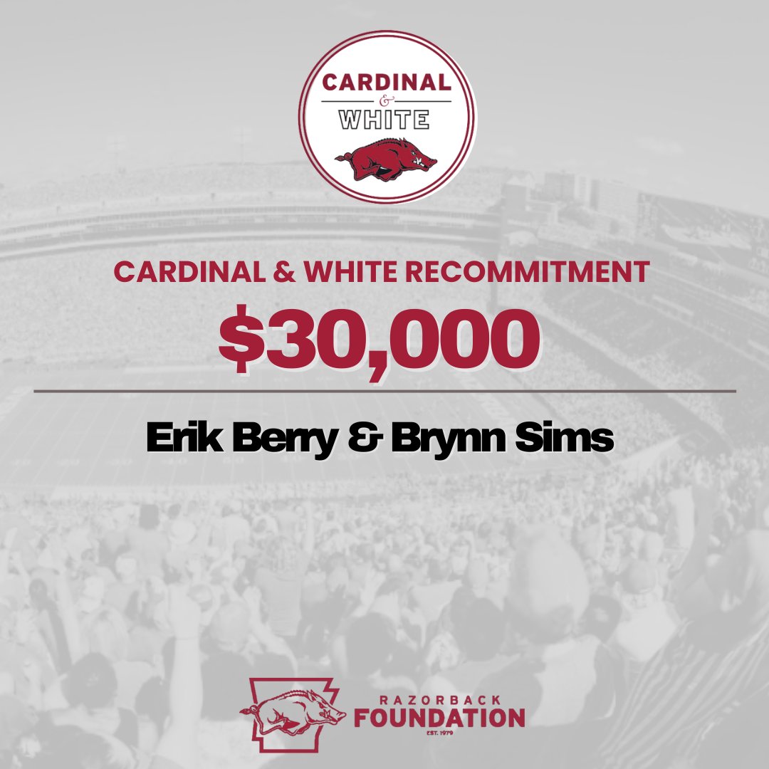 RazorFoundation's tweet image. Thank you to Erik Berry and Brynn Sims for recommitting to Cardinal & White! We couldn’t support our student-athletes without members like you!