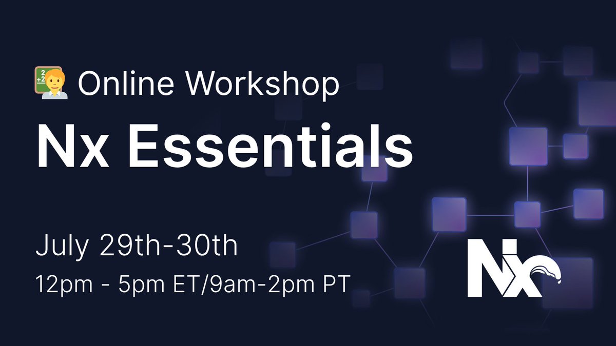 We (at Nx) have a 2-day workshop coming up on July 29th-30th. If you're using Nx this is a great chance to get it 1st hand from the Nx core team.

(talk to your boss! Early bird ending Friday + large group discounts 😏)

All the info: ti.to/nx/nx-workshop…
