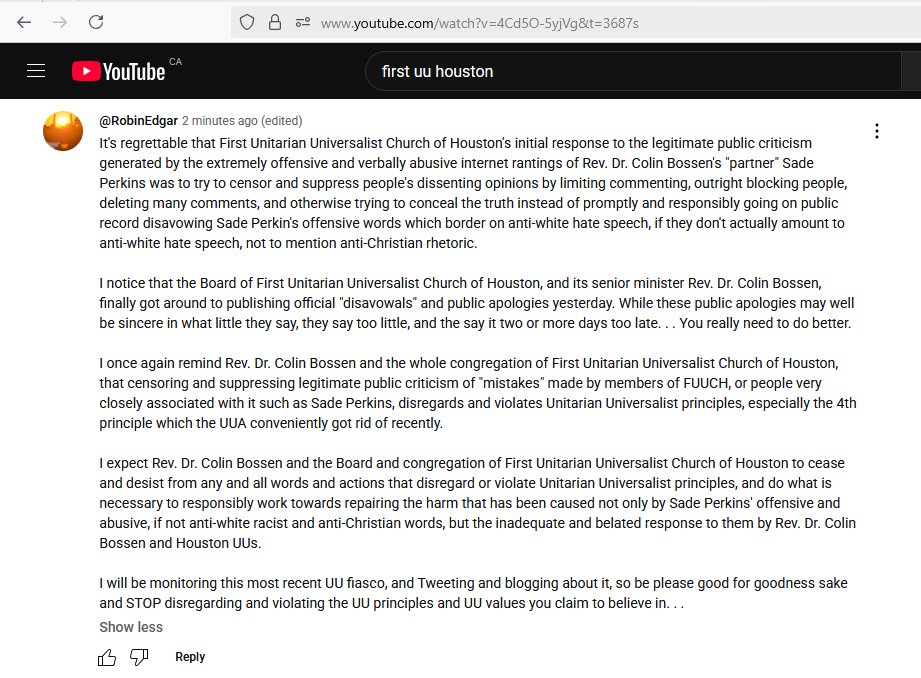 Emerson_Avenger's tweet photo. @myra041260 @GiveSendGo In related news, the First #UnitarianUniversalist "Church" of #Houston, & Sade Perkins "partner in crime" Rev. Dr. Colin Bossen, not only turned off comments, but concealed most of their online "footprint".
https://t.co/2w5B86JG2d
#UUism #UUA #SadePerkins #UUfaith #UUproblems https://t.co/itjPiL42TW