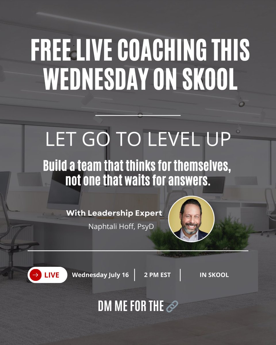 In this session you’ll learn:
✔️ The 3 shifts that create real ownership
✔️ What to stop doing (so your team can start owning more)
✔️ How to lead without micromanaging

Don’t miss it — this one will challenge you (in the best way).

#leadership #teamgrowth #coachingsession