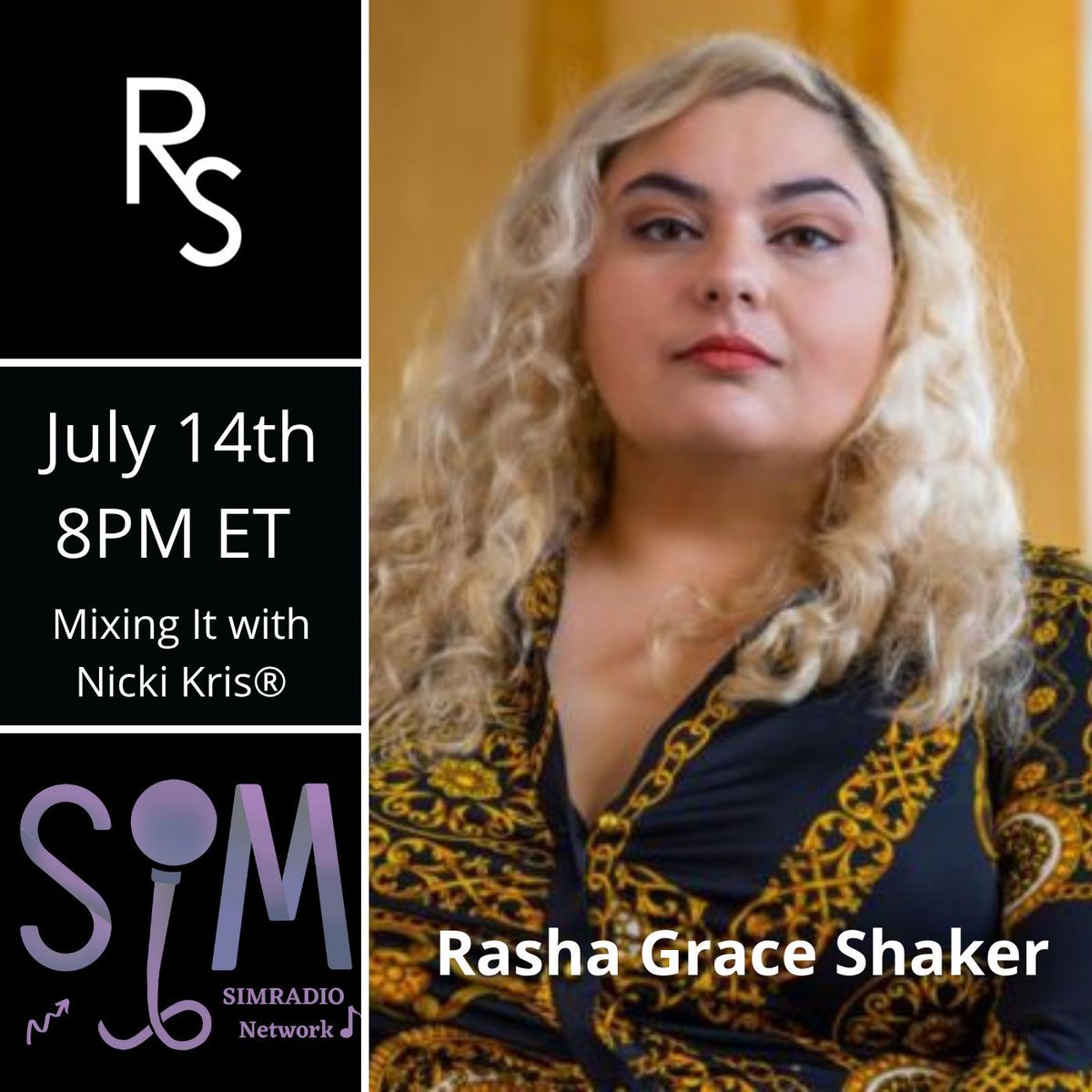 🎙️ TONIGHT’S THE NIGHT! 🎙️ Host @nickikris goes LIVE on an all-new Mixing It with the amazing Rasha Grace Shaker 🌟🎶 🕗 8 PM ET / 5 PM PT.  buff.ly/mymHVfX  Don’t miss out on this incredible conversation! Tune in and join us LIVE! 🎧✨ #MixingIt