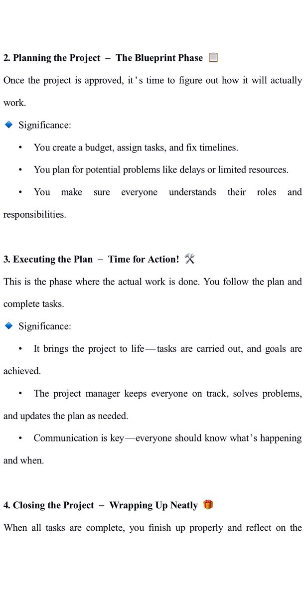 oluchiominyi's tweet image. Here’s a summary of my task🥰🥰

Part 1: SIGNIFICANCE OF EACH PROJECT PHASE @B_AkuwuDike 
#ProjectManagement #ProjectLifeCycle #PMPhases