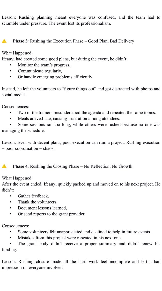 oluchiominyi's tweet image. PART 2: CASE STUDY ON THE CONSEQUENCES OF RUSHING A PROJECT PHASE @B_AkuwuDike 
#ProjectManagement #ProjectLifeCycle #PMPhases
