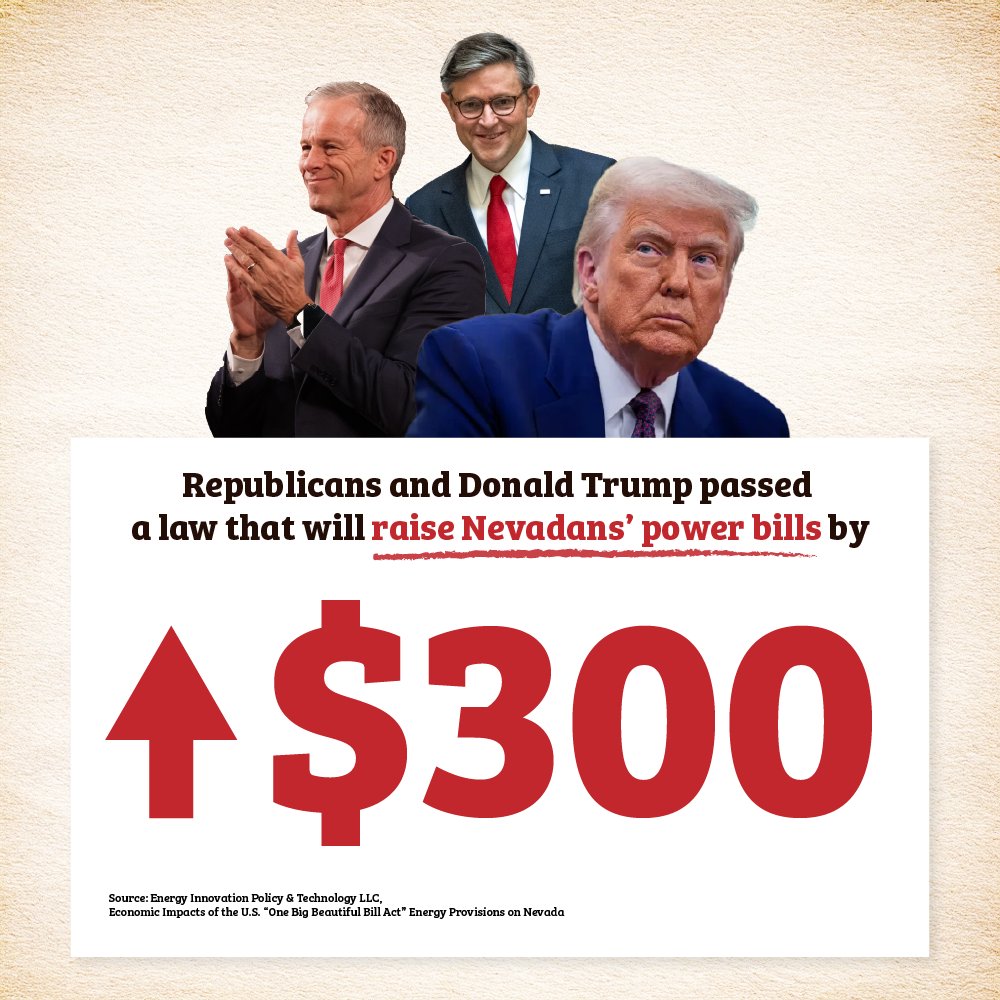 By canceling projects for low-cost energy in Nevada, Donald Trump and Republicans have passed into law a $300 per month increase in Nevadans' power bills.

All so billionaires can get a tax cut.