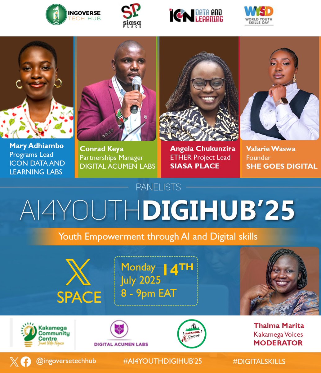 Conrad Keya 🇰🇪 (@conradokeya) on Twitter photo 8PM EAT, We talk digital skills for youth. <a href="/IngoverseTech/">Ingoverse Tech Hub</a>
<a href="/siasaplace/">Siasa Place</a> <a href="/YouthDevolution/">The Youth Devolution Festival</a> <a href="/KakamegaVoices/">Kakamega Voices</a>
x.com/i/spaces/1kvJp… 8PM EAT, We talk digital skills for youth. <a href="/IngoverseTech/">Ingoverse Tech Hub</a>
<a href="/siasaplace/">Siasa Place</a> <a href="/YouthDevolution/">The Youth Devolution Festival</a> <a href="/KakamegaVoices/">Kakamega Voices</a>
x.com/i/spaces/1kvJp…