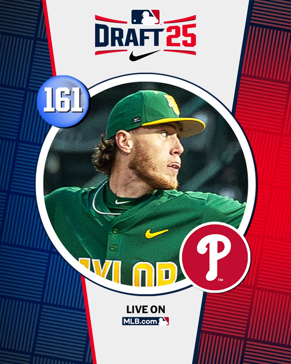 With their 5th‑round pick (No. 161 overall), the <a href="/Phillies/">Philadelphia Phillies</a> select <a href="/BaylorBaseball/">Baylor Baseball</a> right-handed pitcher Gabe Craig, No. 226 on the Top 250 Draft Prospects list.

Watch LIVE: atmlb.com/4646N4t