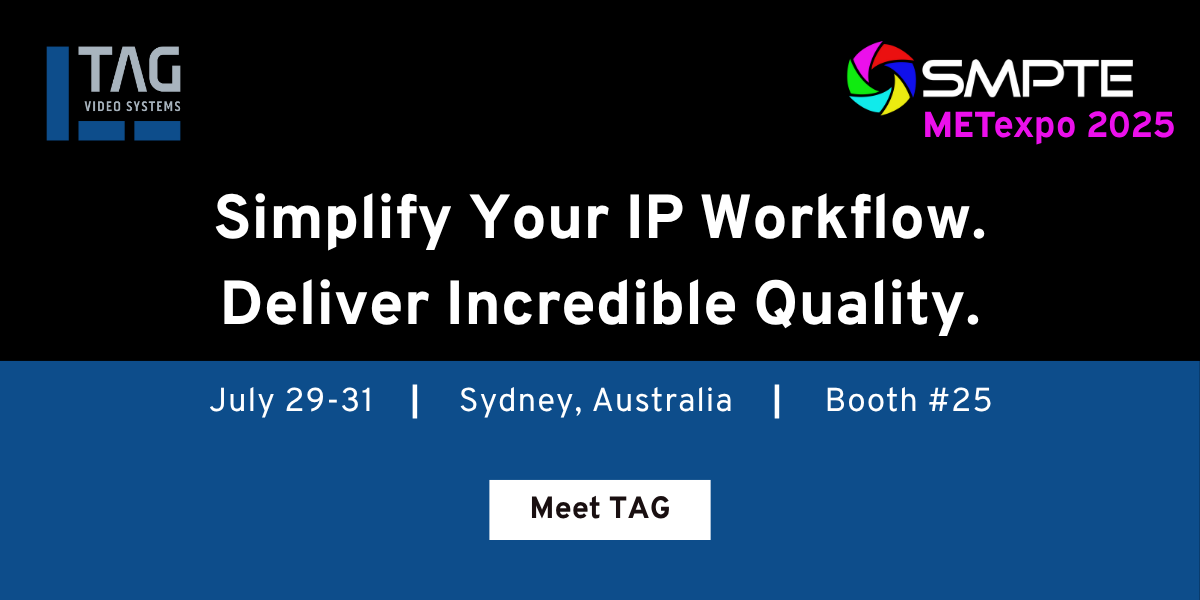 We’re making our #METexpo debut, showing how software-defined tools are helping teams streamline operations and deliver high-quality content at scale.
Meet us at Stand 25, and don’t miss Paul Briscoe’s keynote on the IT-isation of broadcast: tagvs.com/upcoming-event…

#QC #IPmedia