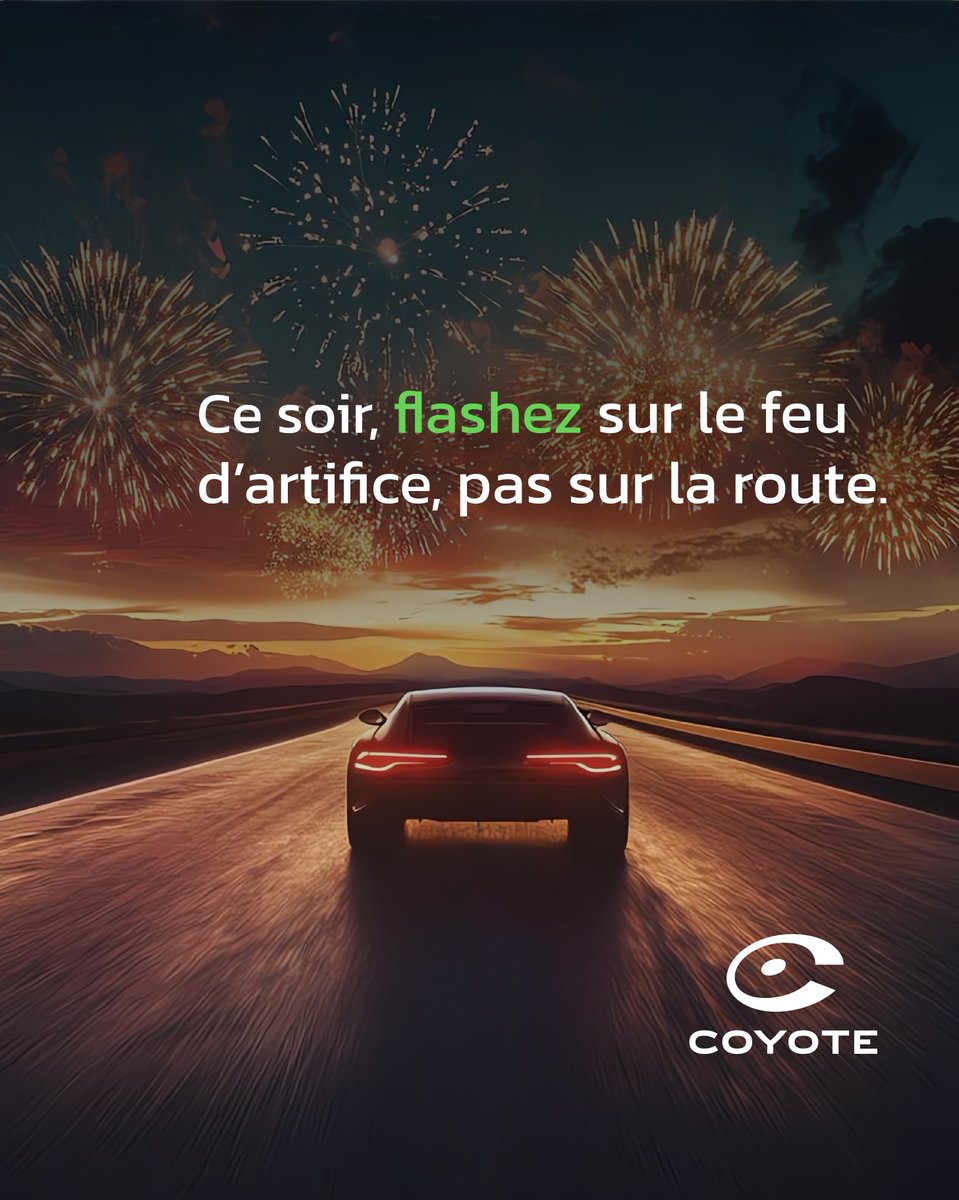 🎆 Ce soir, laissez vous éblouir par le feu d’artifice, à défaut des flashs qui seront sur votre route.
🚗 En ce 14 juillet et sur la route des vacances, Coyote reste votre meilleur compagnon pour éviter les flashs et pour rouler à la bonne vitesse.

#14Juillet #Coyote #Flashs