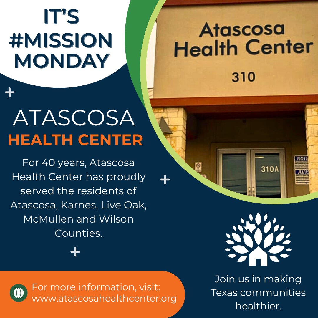 TexasCHCs's tweet image. 🎉 It is TACHC #MissionMonday
For 40 years, Atascosa Health Center has proudly served community residents with accessible, high-quality health services. Here’s to four decades of making a lasting impact, and many more to come! 💙 #CommunityHealth #40YearsStrong