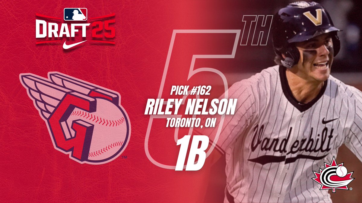 Congrats to Canadian-born 1B Riley Nelson (Toronto, ON), selected by the @guardians in the fifth round, 162nd overall in the 2025 #MLBDraft!