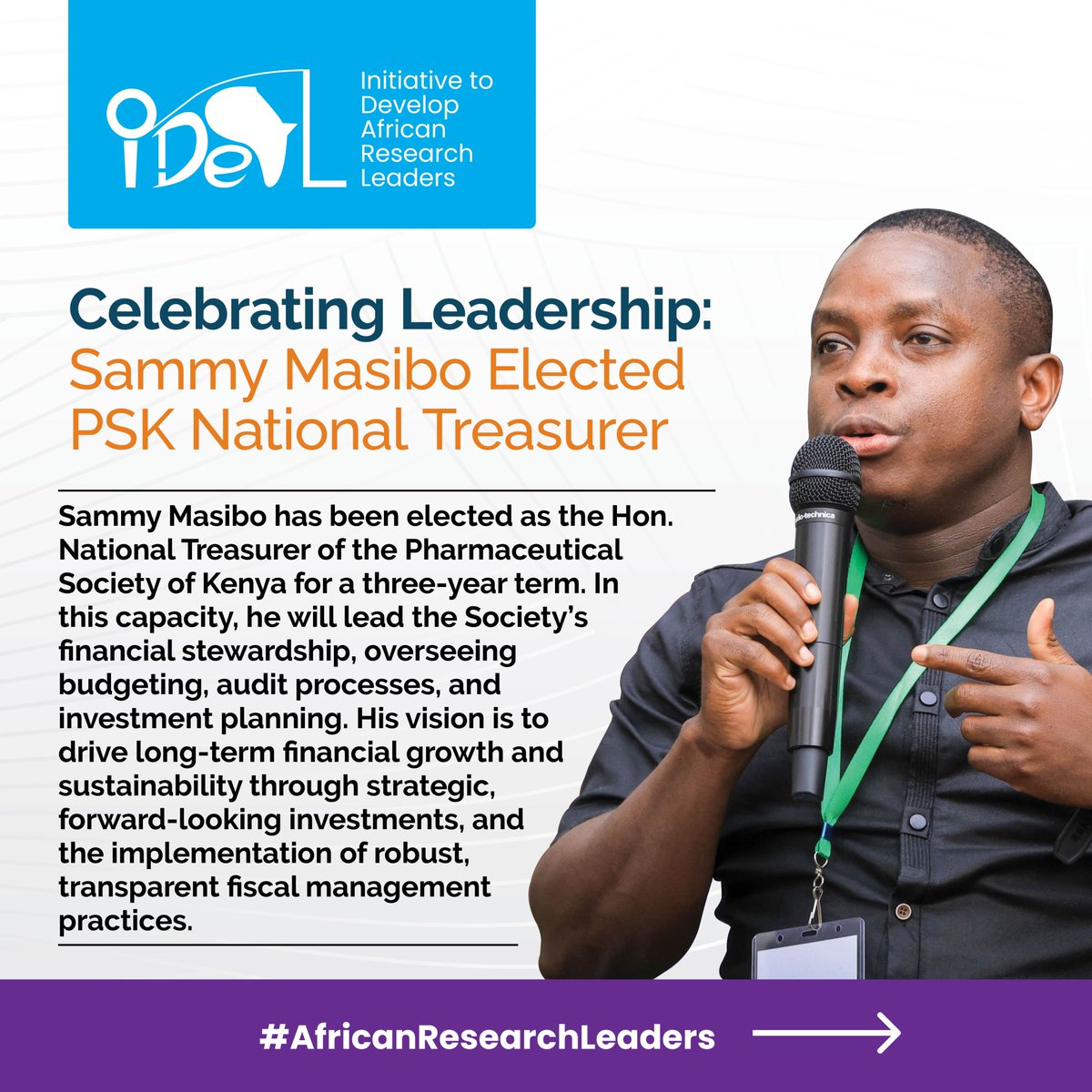 IDeAL_KEMRI_WT's tweet image. Congratulations to Sammy Masibo, IDeAL Fellow at @SBSKenya, on being elected National Treasurer of the Pharmaceutical Society of Kenya! Wishing you success as you steer PSK’s financial strategy toward transparency, sustainability, and growth over the next three years.