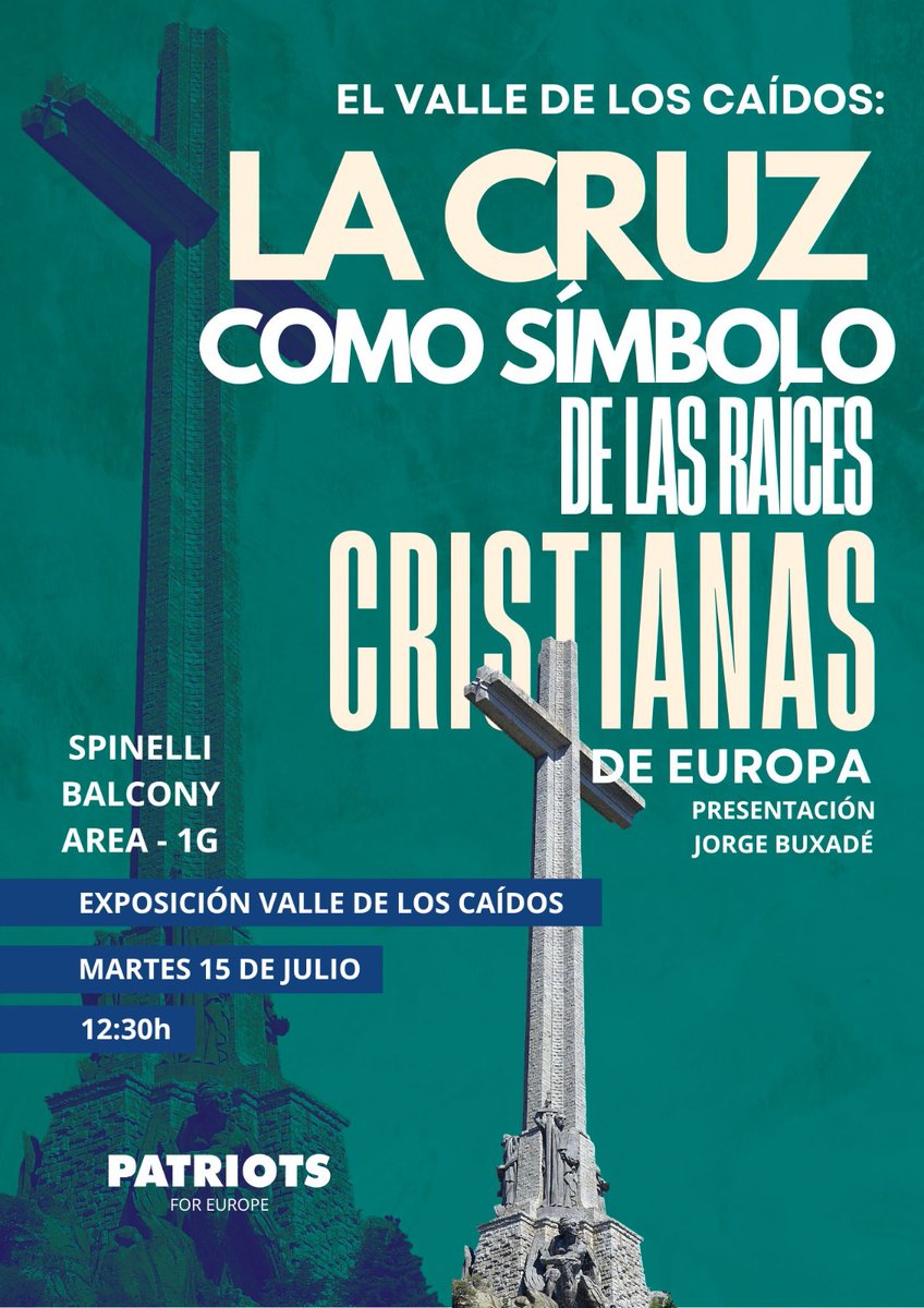 VOX_Europa_'s tweet photo. ✝️ Mañana inauguramos en el Parlamento Europeo la exposición "La Cruz como símbolo de las raíces cristianas de Europa".

Una presentación del Valle de los Caídos, con paneles, fotos originales y maqueta que recorren su historia, valor artístico, cultural y dimensión espiritual. https://t.co/6mweYFp1Wt