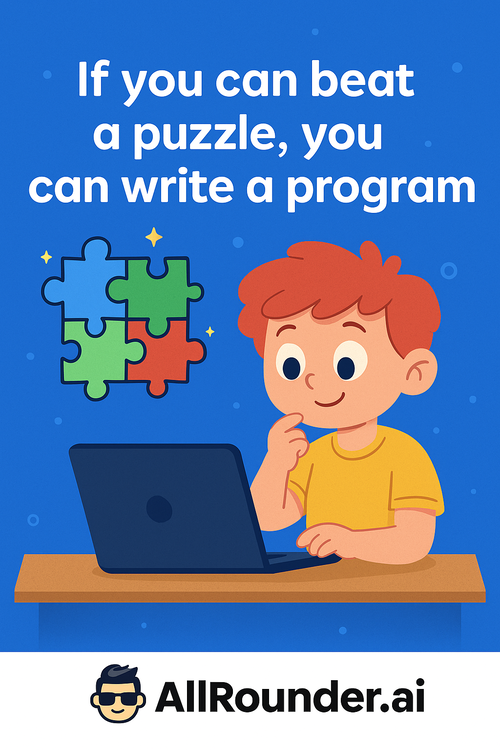 allrounder_ai's tweet photo. You already use logic: to beat games, solve puzzles, even avoid homework 😅

Now turn that logic into real apps, quizzes &amp; websites.

Start coding the fun way with https://t.co/t7EcSpYH4C
👉 https://t.co/9vXOUuRzlH

#LearnToCode #K12Coding #AllRounderAI https://t.co/C8bQrt1hoe
