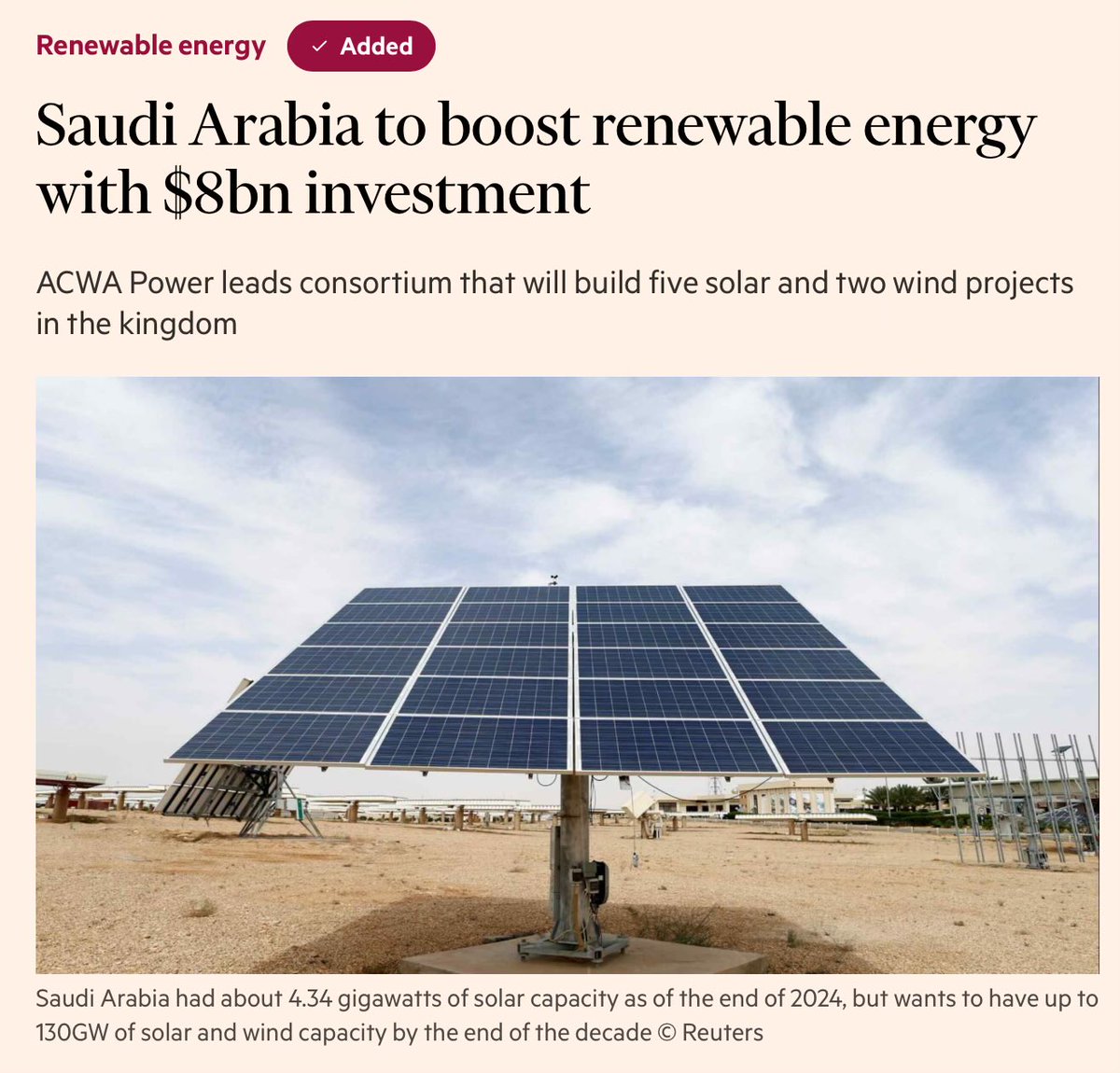 kevindstevens's tweet image. There’s uncertainty around renewables in the US. But, the world’s largest oil producer put down $8B more and wants to 32x the amount of renewable energy in 5 years.
We’re definitely in an energy addition cycle and with demand growing the way it is there’s opportunity everywhere.