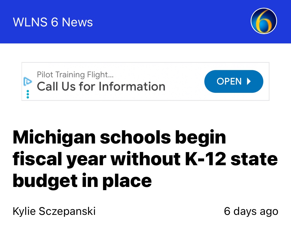 Because the Michigan Senate could not get its homework done on time, our teachers have to start planning for their year without a budget in place. 

This is embarrassing for a state that already struggles at the bottom for public education.