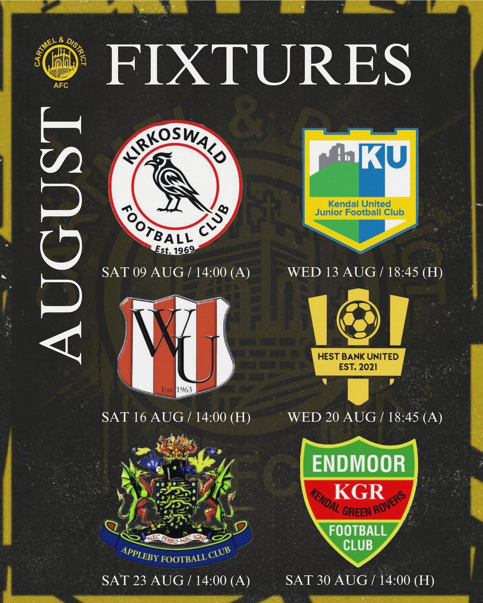 Cartmel AFC (C) (@cartmelafc) on Twitter photo ๐๐พ๐ฐ๐พ๐ผ๐ฝ ๐๐ฒ๐๐ฝ๐พ๐ป๐ฎ๐ผ
First team start their 25/26 season of with a trip up to <a href="/KirkoswaldFC/">Kirkoswald FC</a> ๐ค ๐๐พ๐ฐ๐พ๐ผ๐ฝ ๐๐ฒ๐๐ฝ๐พ๐ป๐ฎ๐ผ
First team start their 25/26 season of with a trip up to <a href="/KirkoswaldFC/">Kirkoswald FC</a> ๐ค