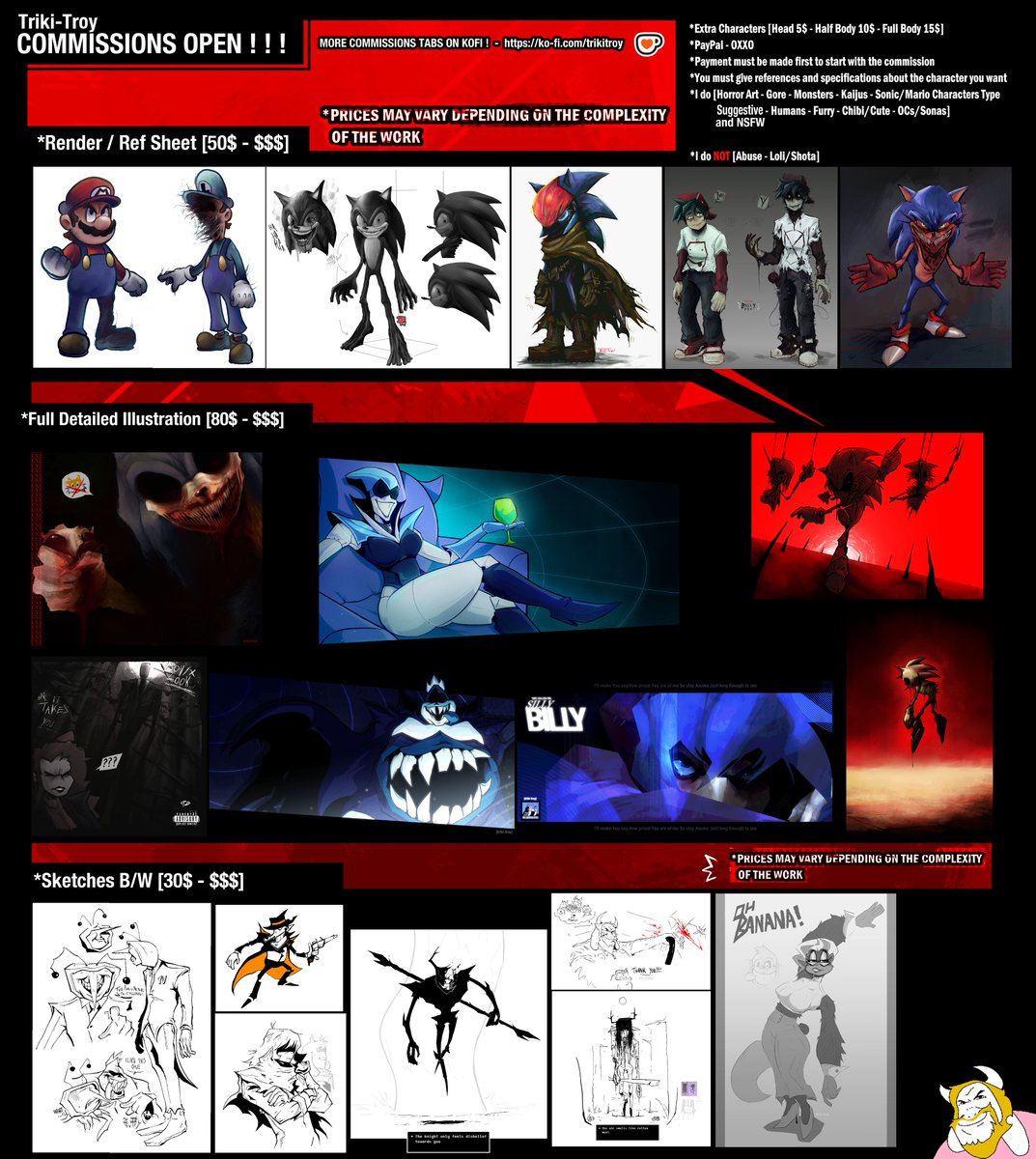Triki_Tr0y's tweet image. Emergency Commissions are open!
After a very bad home situation I have no choice but to re open commission
Limited availability only 4 slots!!!
Feel free to DM me with questions or for more info.
or if ya want ya support me on Ko-Fi i will appreciate that
#commissionsopen