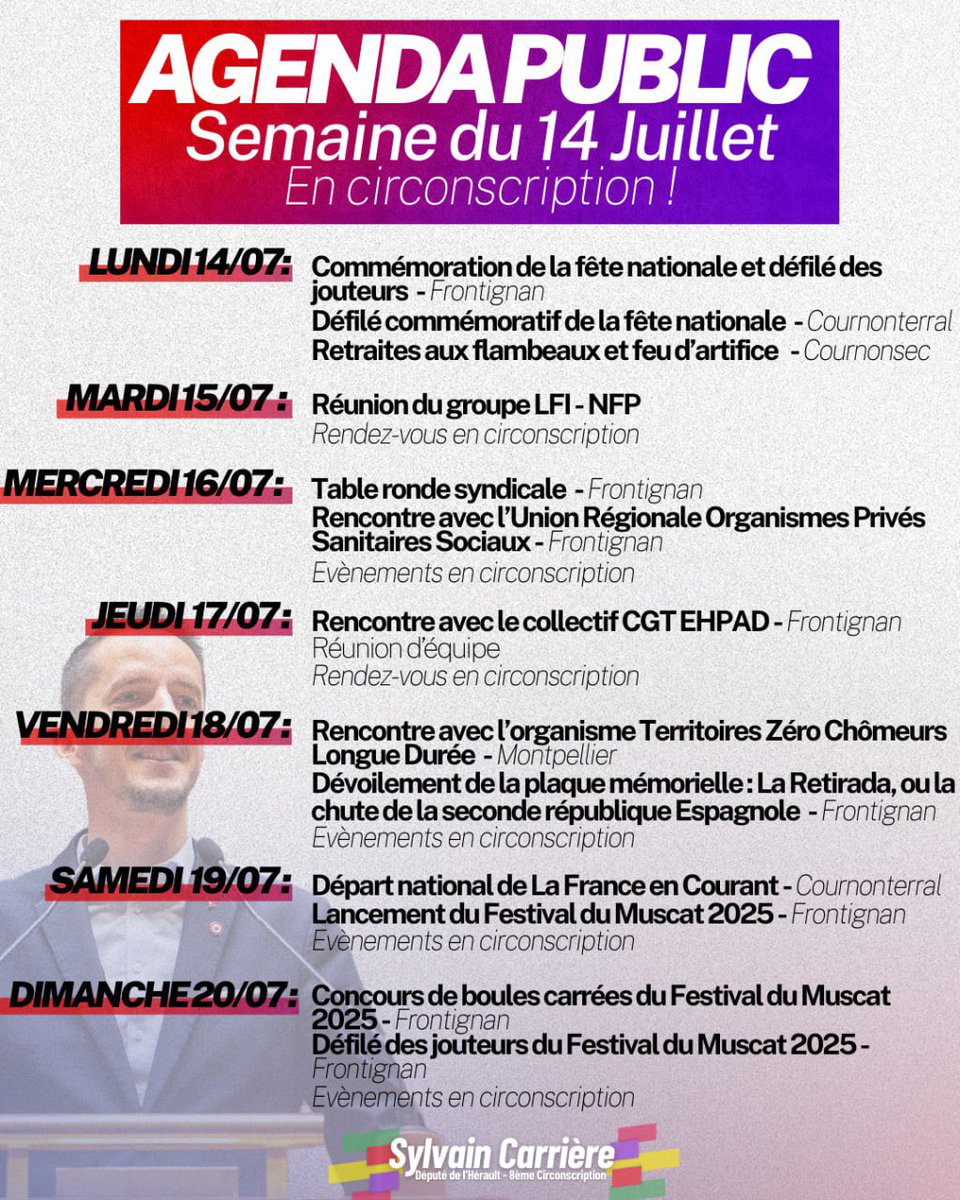 Sylv20CARRIERE's tweet image. Retrouvez mon agenda de la semaine 🗓️
L’année terminée à l’Assemblée nationale : c’est une semaine à temps plein en circonscription !