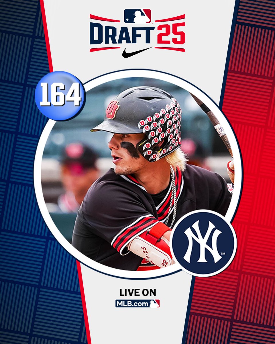 MLB Draft (@mlbdraft) on Twitter photo With their 5th‑round pick (No. 164 overall), the <a href="/Yankees/">New York Yankees</a> select <a href="/utahbaseball/">Utah Baseball</a> shortstop Core Jackson.
Watch LIVE: atmlb.com/4646N4t With their 5th‑round pick (No. 164 overall), the <a href="/Yankees/">New York Yankees</a> select <a href="/utahbaseball/">Utah Baseball</a> shortstop Core Jackson.
Watch LIVE: atmlb.com/4646N4t