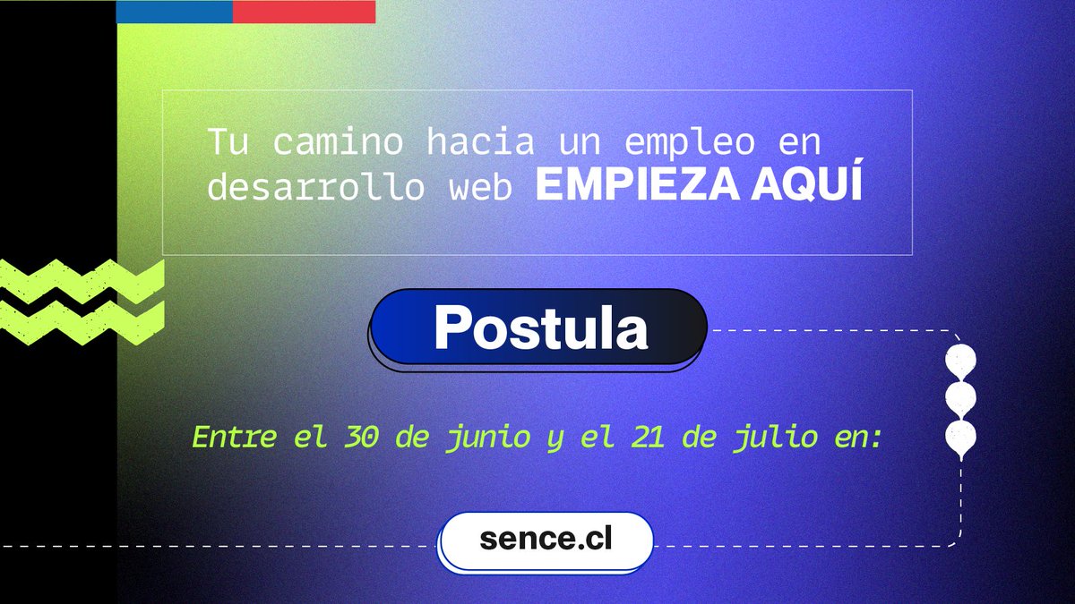 ¡REINVÉNTATE Y DESBLOQUEA UN MEJOR FUTURO! 👩🏻‍💻👉🏻🚀

Hasta el 21 de julio 🗓️
Postula aquí: sence.gob.cl/personas/talen…