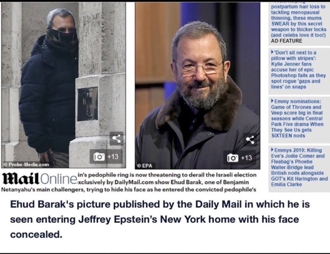 Epstein met the prime minister of Israel 36 times in 4 years. 

He even flew to New York and SNEAKED into Jeffery Epstein’s house. 

Why would lsraeI’s head of state do that? 

🤔