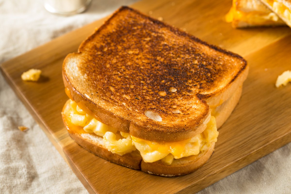 How does #Loafy celebrate #NationalMacAndCheeseDay? With a grilled cheese sandwich made on Kids' Choice stuffed with mac and cheese. 😋