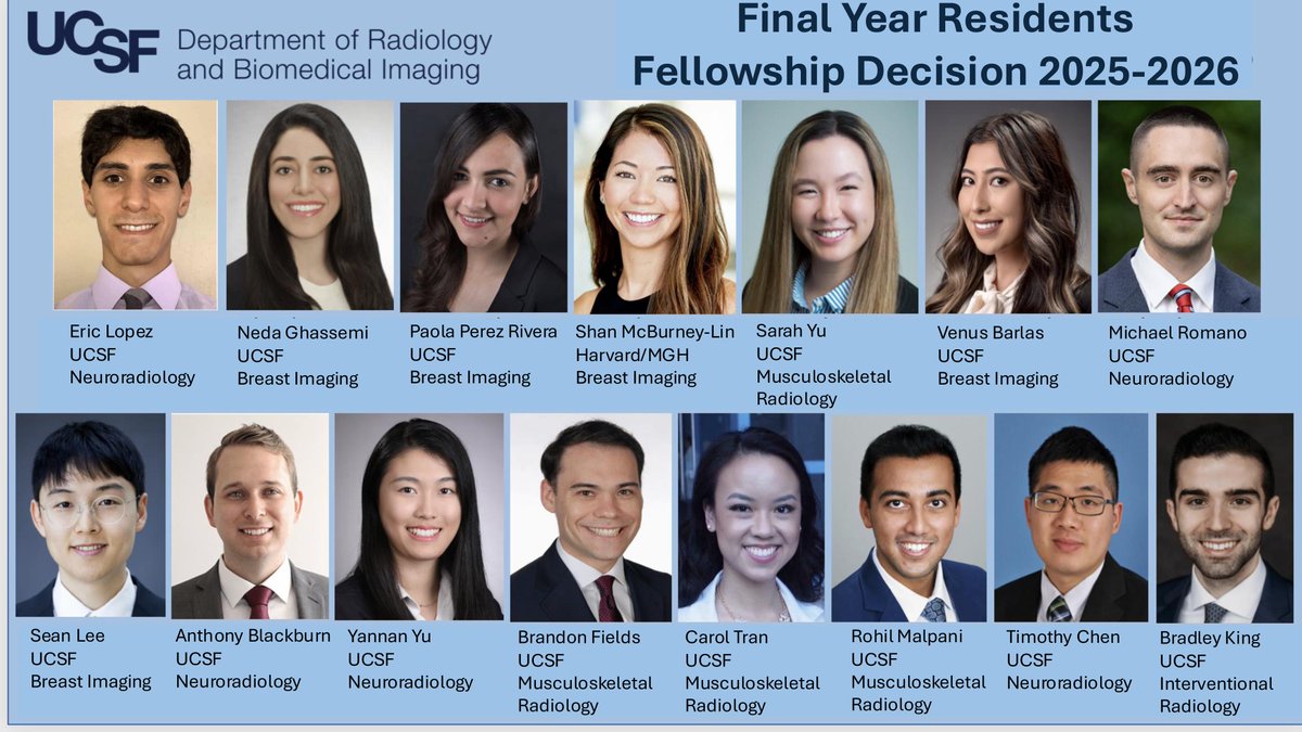 UCSF Radiology Residents (@radsucsf) on Twitter photo Excited for our seniors!
UCSF= U Can Stay Foever Excited for our seniors!
UCSF= U Can Stay Foever