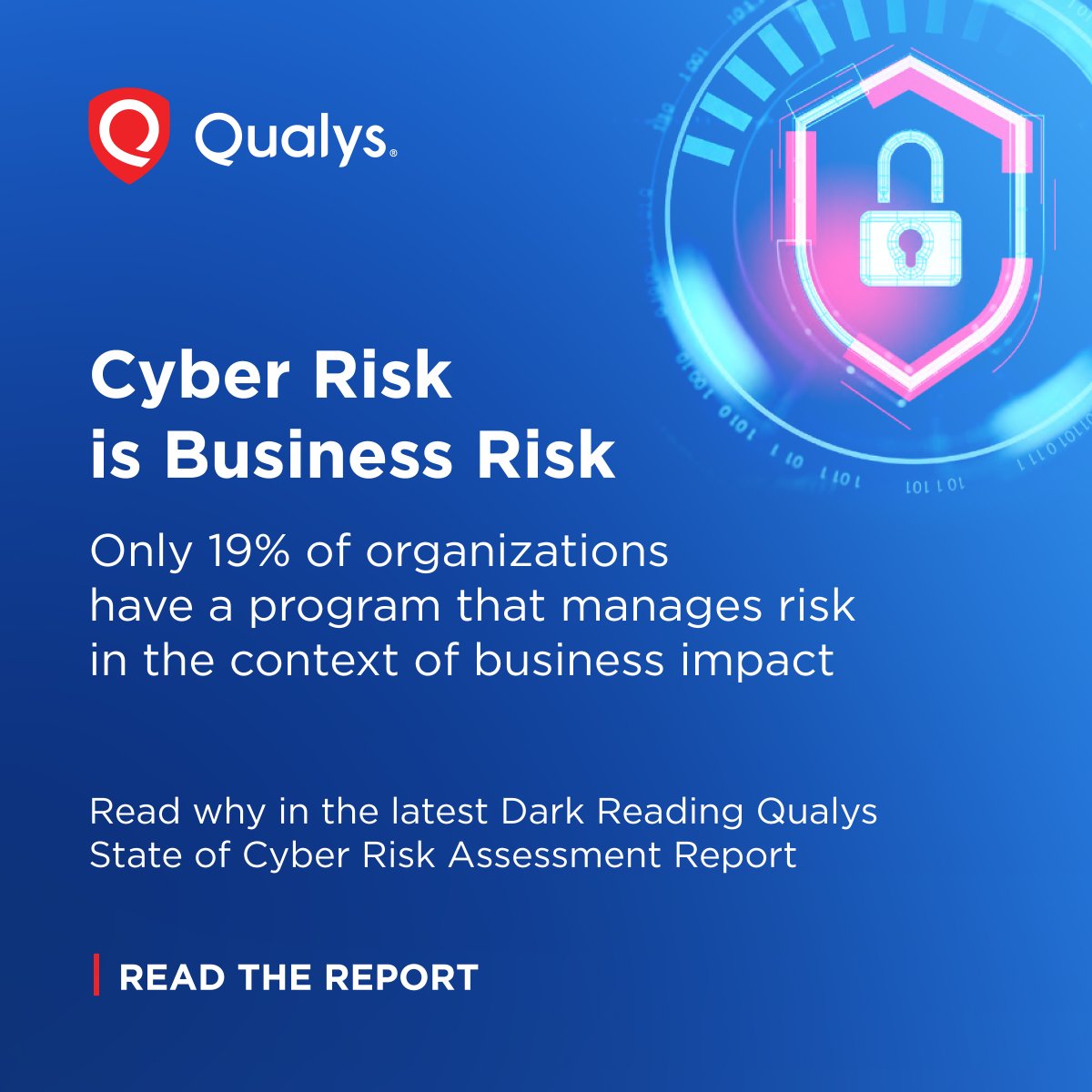 Qualys (@qualys) on Twitter photo @Qualys & <a href="/DarkReading/">Dark Reading</a> studied how companies manage #CyberRisk in 2025. Risk remains a technical issue, not a business priority. Leading teams close this gap with a Risk Operations Center (#ROC) unifying threat intelligence & business impact. Read more: bit.ly/3GyZtn @Qualys & <a href="/DarkReading/">Dark Reading</a> studied how companies manage #CyberRisk in 2025. Risk remains a technical issue, not a business priority. Leading teams close this gap with a Risk Operations Center (#ROC) unifying threat intelligence & business impact. Read more: bit.ly/3GyZtn