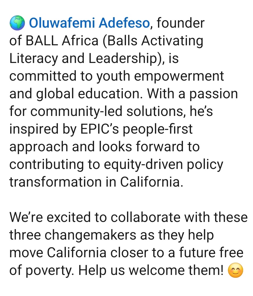 Oluwafemi Adefeso (@incrediblefemi) on Twitter photo Policies change more lives than businesses do. Wearing my learners hat <a href="/EndPovertyCA/">End Poverty in California (EPIC)</a> 🙏🏾
#incrediblefemi #changemaker #BALL Policies change more lives than businesses do. Wearing my learners hat <a href="/EndPovertyCA/">End Poverty in California (EPIC)</a> 🙏🏾
#incrediblefemi #changemaker #BALL