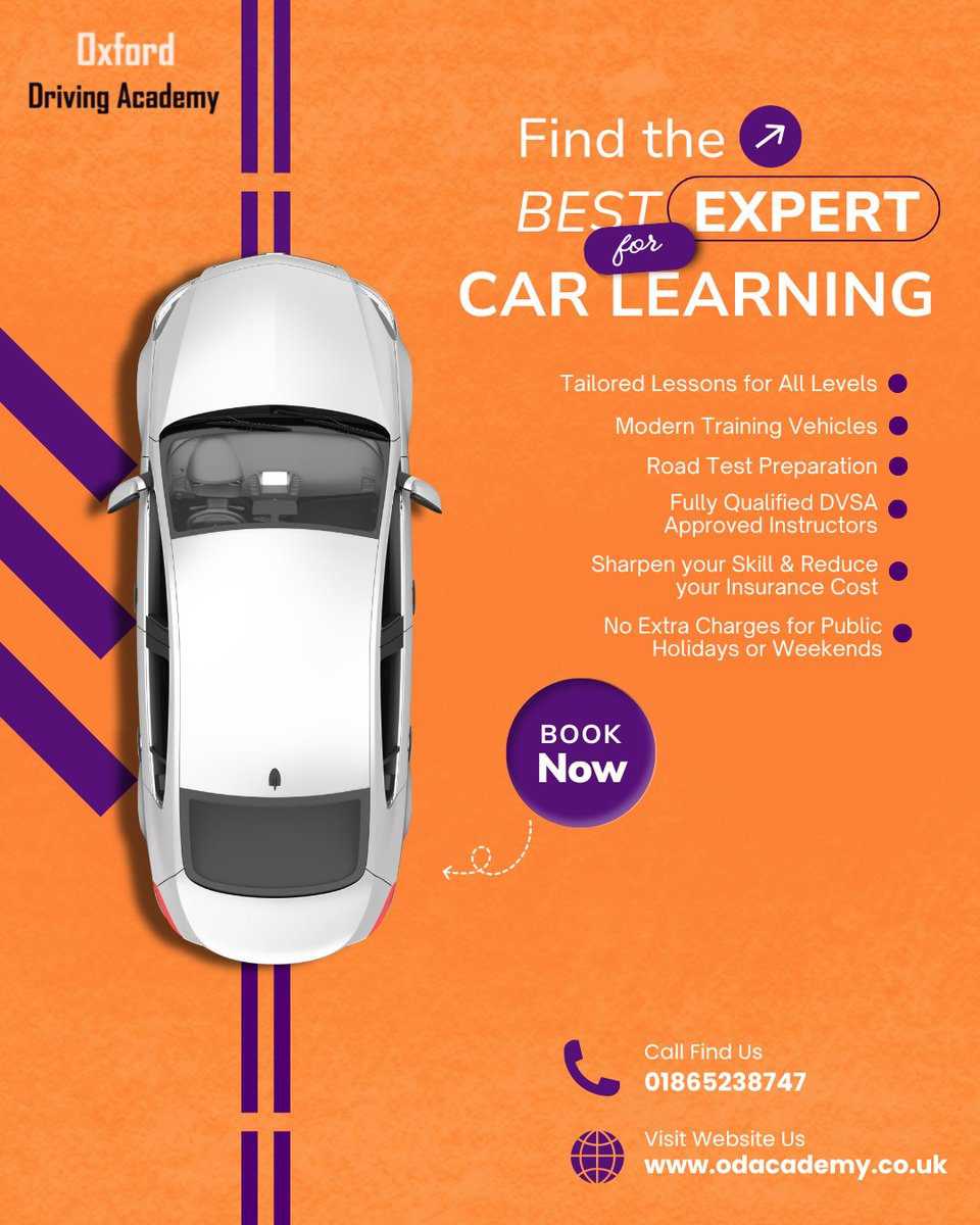 OdAcademy12's tweet image. 🚗 Find the best and perfect place to learn car driving with expert instructors and hands-on training!
Start your journey to confident driving today! 🔑🛣️

Visit our website:
odacademy.co.uk 

#CarLearning #DrivingSchool #LearnToDrive #BeginnerDrivers #DrivingClasses