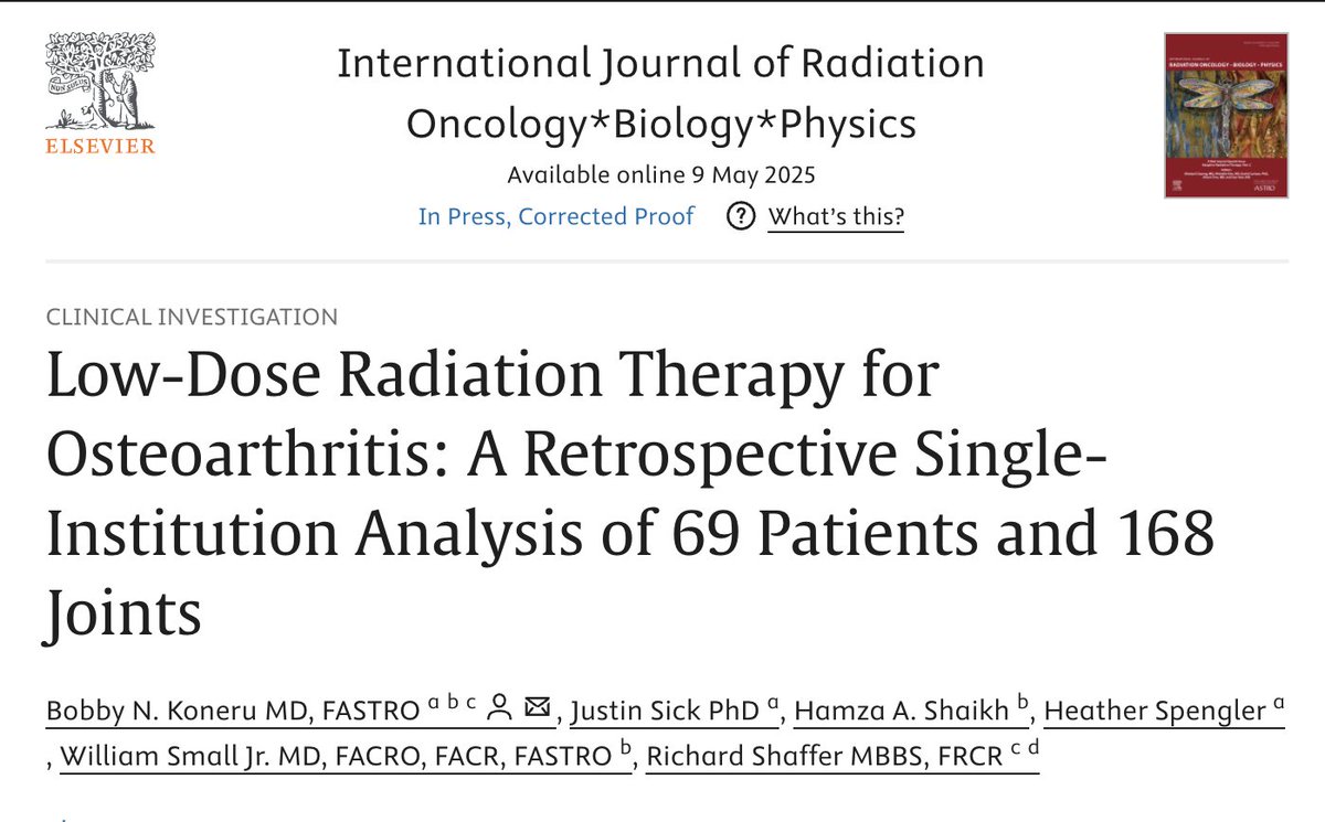 Wow, the center advertising proton radiotherapy for osteoarthritis cites 1 study in support of their strategy…and it is your paper using photons!! 🥴