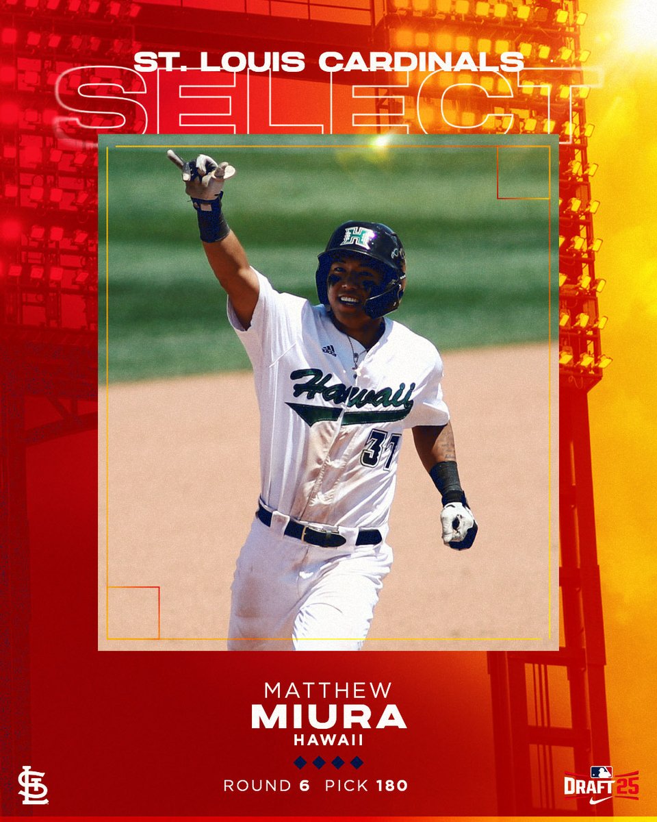 With the 180th pick in the 2025 MLB Draft, the St. Louis Cardinals select OF Matthew Miura!