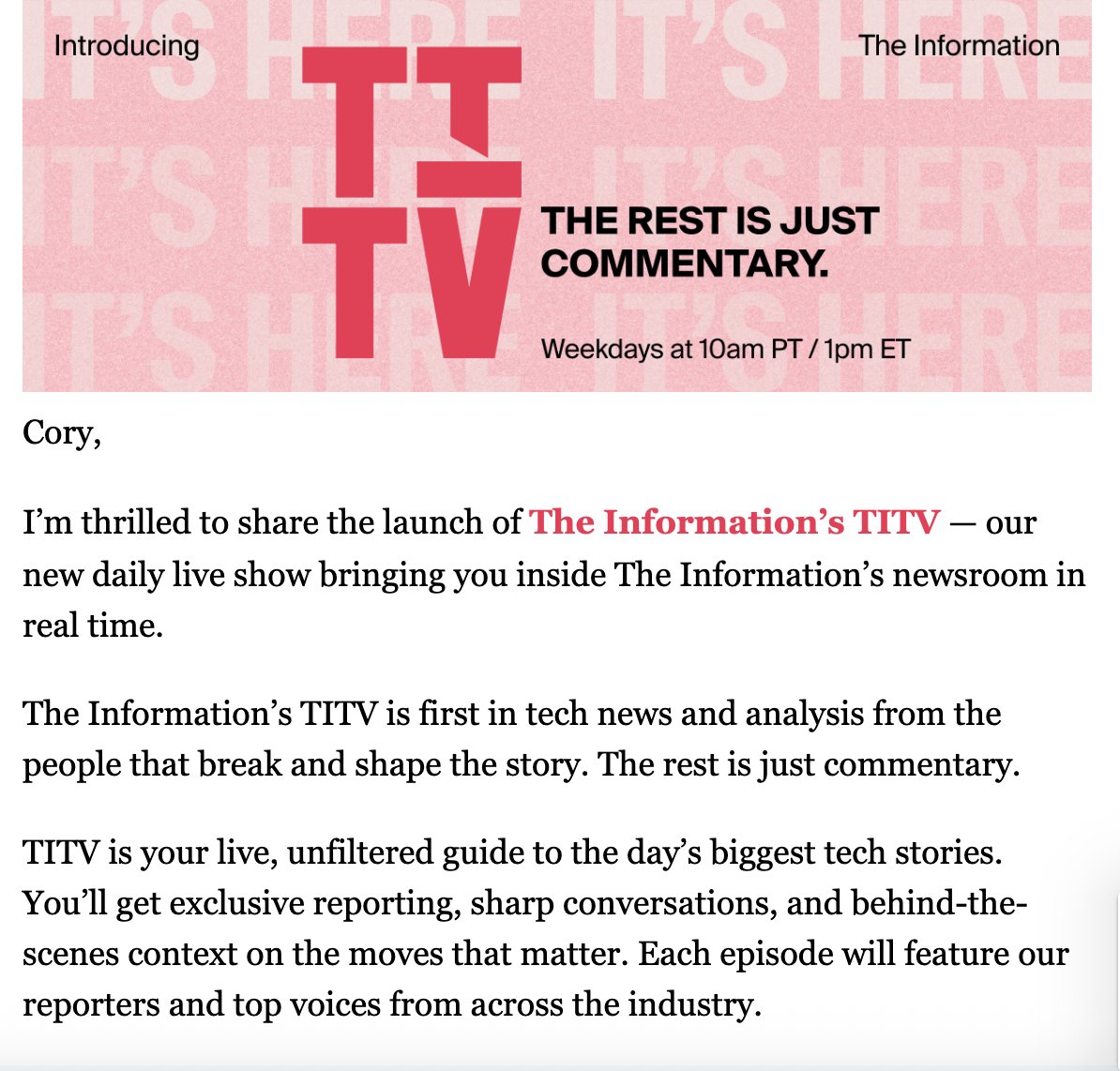 coryweinberg's tweet image. You're making fun of the name. You're comparing us to another digital tech streaming show. You're scoffing. You don't believe.
We're building. We're in the arena. We have @akashpasricha hosting. We actually get the facts.
TITV. Tee Eye Tee Vee. Know it, watch it.