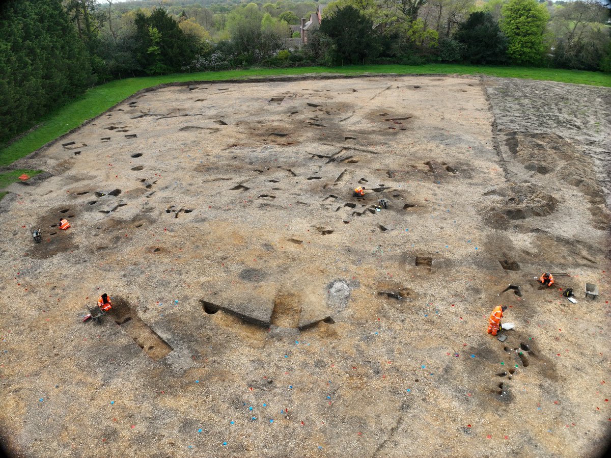 Our recent excavations at Fordingbridge revealed over 2,000 archaeological features, including trackways, ovens, enclosures, and 15 roundhouses! 🛖

Among the many exciting finds was a rare complete quern stone. These domestic grinding tools were everyday essentials in Iron Age