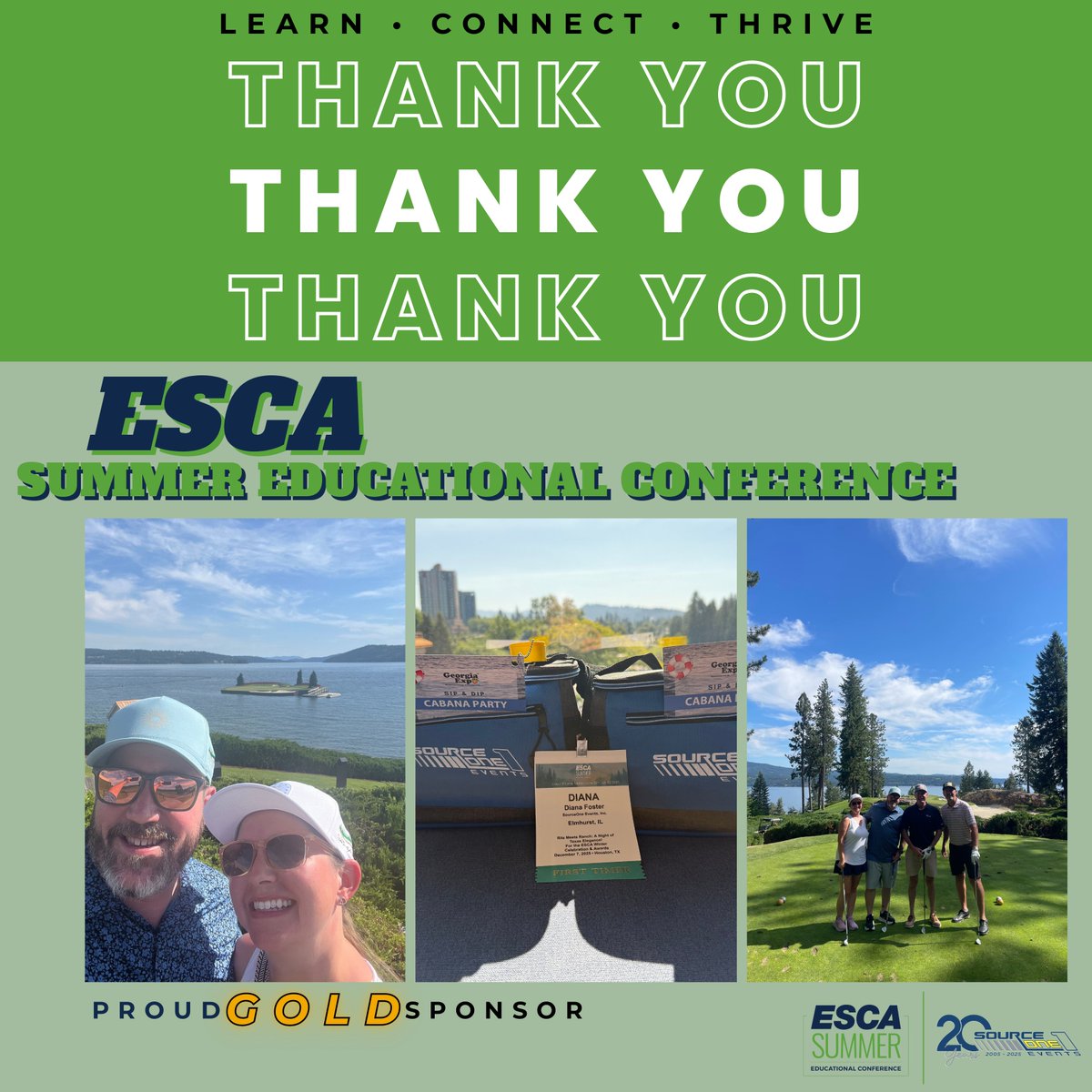SourceOneEvents's tweet image. What an incredible time at the 2025 ESCA Summer Educational Conference in beautiful Coeur d’Alene, Idaho! 🌲☀️
From scenic views to meaningful conversations, we had an absolute blast connecting with so many amazing people in the industry. A huge thank you to ESCA for putting…