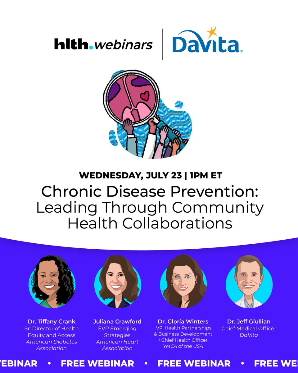 HLTH (@hlthevent) on Twitter photo Join us Wednesday, July 23 at 1pm ET as leaders from the <a href="/ymca/">ymca</a> , <a href="/American_Heart/">American Heart Association</a>, <a href="/AmDiabetesAssn/">American Diabetes Association</a>, and <a href="/DaVita/">DaVita</a> unpack how they’re working together to close gaps in care through innovative, community-rooted strategies.
RSVP to save your seat: lnkd.in/gsmMZwJd Join us Wednesday, July 23 at 1pm ET as leaders from the <a href="/ymca/">ymca</a> , <a href="/American_Heart/">American Heart Association</a>, <a href="/AmDiabetesAssn/">American Diabetes Association</a>, and <a href="/DaVita/">DaVita</a> unpack how they’re working together to close gaps in care through innovative, community-rooted strategies.
RSVP to save your seat: lnkd.in/gsmMZwJd