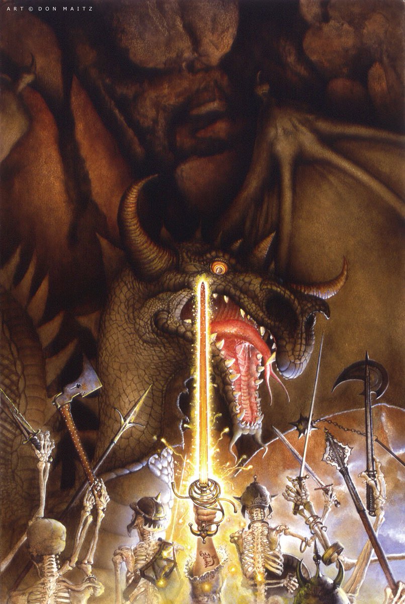 Gm, medieval lovers! Monday energy be like this painting by Don Maitz, "Curse of Sagramore."